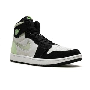 Nike Air Jordan 1 Zoom High Top Black and Green/Honeydew Air Comfort 2 Sneakers